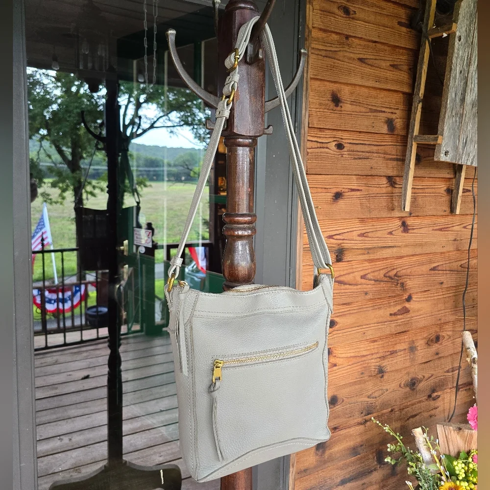 The Sak Collective Tahoe Leather Crossbody Gray Shoulder Bag - Picture 8 of 14